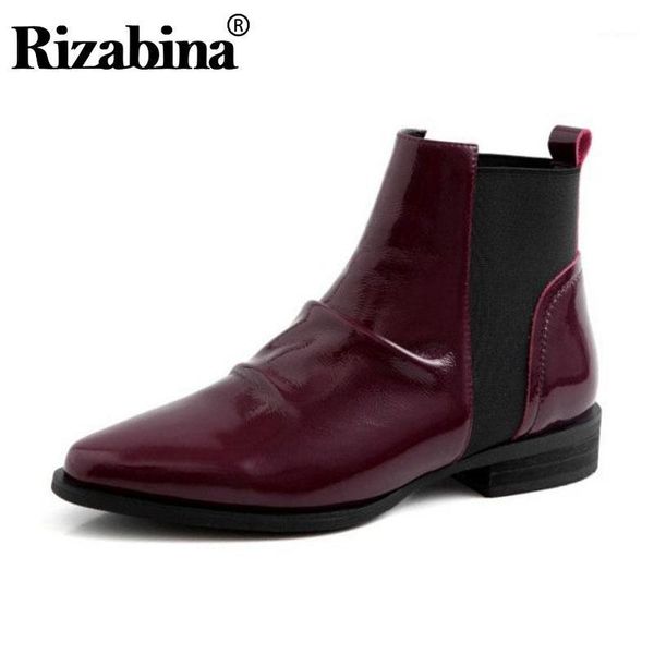 

rizabina simple woman slip on daily office ankle boots real leather short boots flats shoes women female autumn botas size 34-401, Black