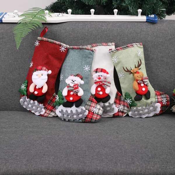 

santa snowman christmas stockings socks xmas tree pendant hanging ornaments candy gift bags home new year party decoration 62731