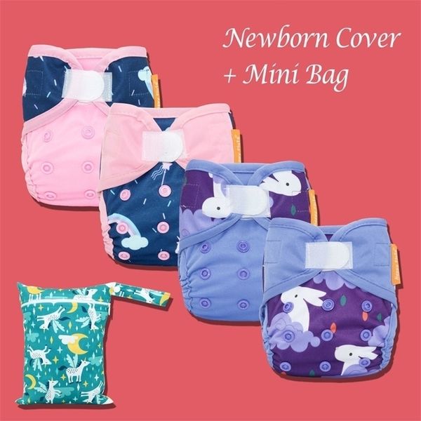

happy flute newborn diaper cover kit, 4 pieces newborn cover plus one mini bag 201117