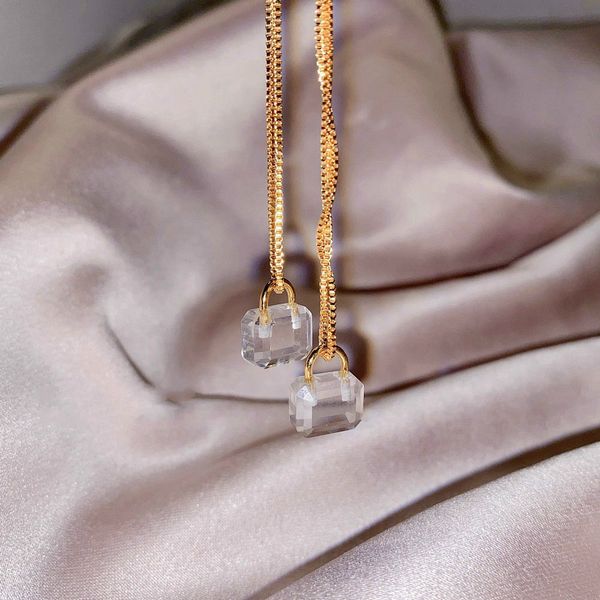 

925 sterling silver with 18k crystal lock charm necklace designer t show runway party gown wedding rare japan korean trendy ins q0531