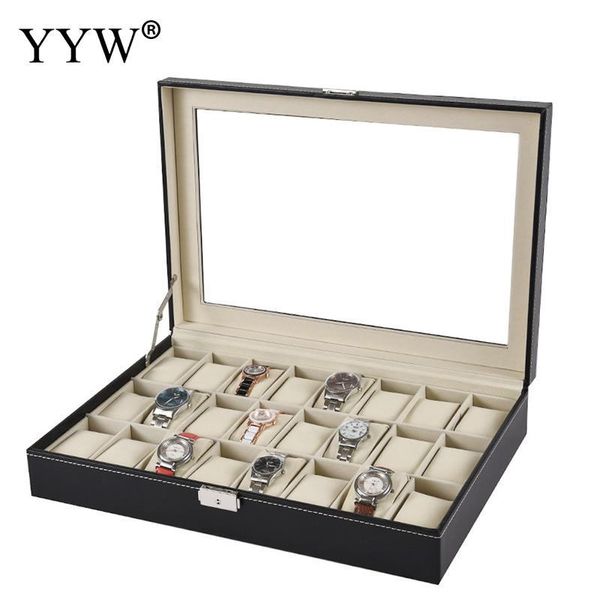 

2 3 6 10 12 20 24 grids pu leather watch box case professional holder organizer for clock watches jewelry boxes case display, Pink;blue