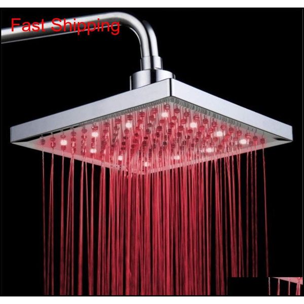 

led shower head temperature 3 color changing 8 inch square abs chrome finish 12 leds for bathroom jllnjw yeah2010