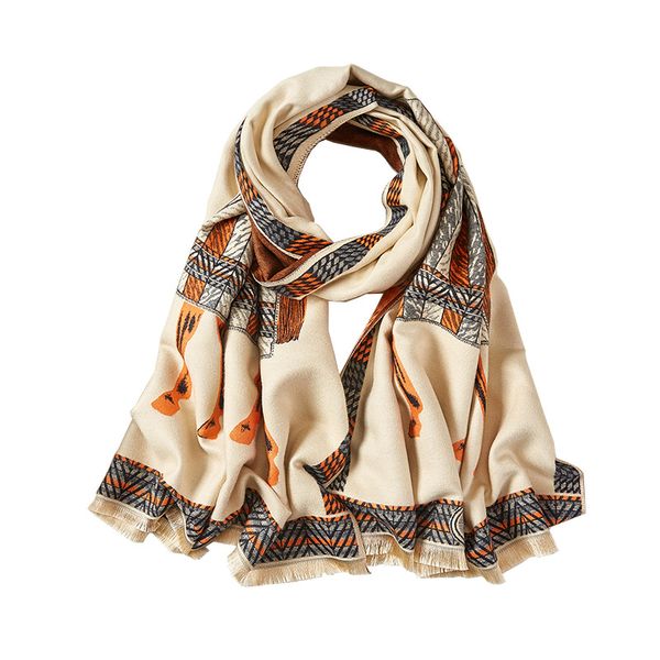 

2021 winter new carriage scarf warm shawl thicken tassels horse cashmere fashion show poncho cape womens pashmina, Blue;gray