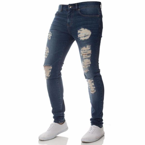 

men's jeans sknny hommes hole scratch blue men clothing casual pencil pants denim