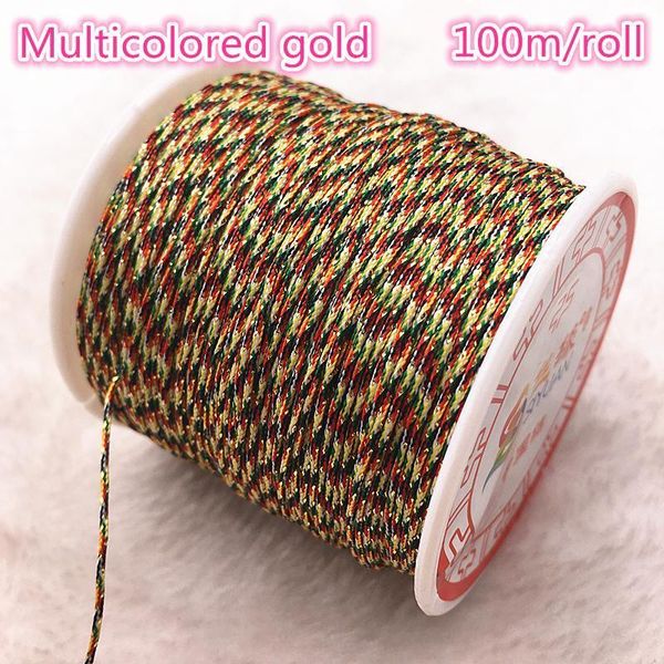 

100m roll 0.8mm mulitcolor gold nylon cord thread chinese knot macrame cord bracelet braided string diy tassels beading thread h jllcsg