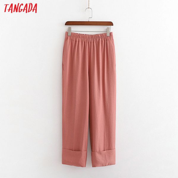 

tangada fashion women solid suit pants trousers strethy waist pockets buttons office lady pants pantalon 1d203 201109, Black;white