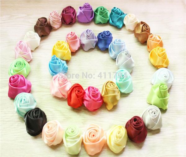 

2'' satin rosette,satin rose flower for diy accessories 120pcs 36 colors, Red;brown