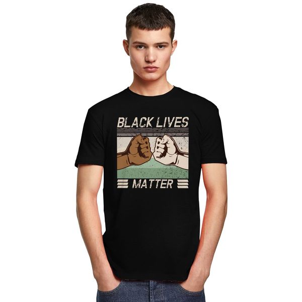

sport retro black lives matter t shirt men pure cotton graphic t-shirt round neck short sleeve power fist tee slim fit clothing