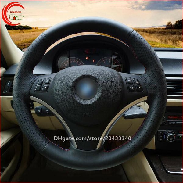 

hand sew black leather car steering wheel cover for bmw e90 e91 e82 e88 x1 e84