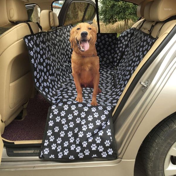

dog car seat covers oxford footprint pet carriers rear back waterproof cover mats hammock protector with safety belt1