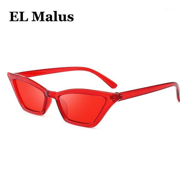 

[el malus]small thin cat eye sunglasses women female vintage fashion brand designer red shades square little sun glasses uv4001, White;black