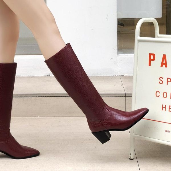 

2020 autumn and winter new fashion women's shoes all-match women's boots high boots long pointed thick heel, Black