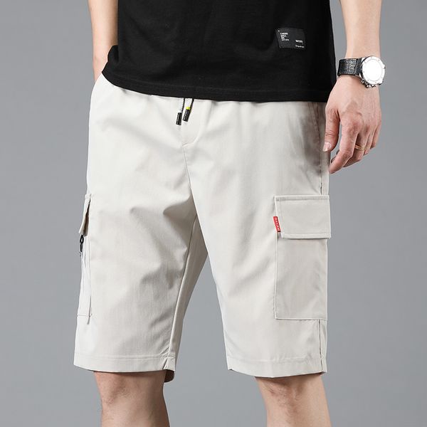 

mens cargo shorts summer tide casual jogger sports short pants male loose solid color tactical hip hop streetwear kg-35, White;black