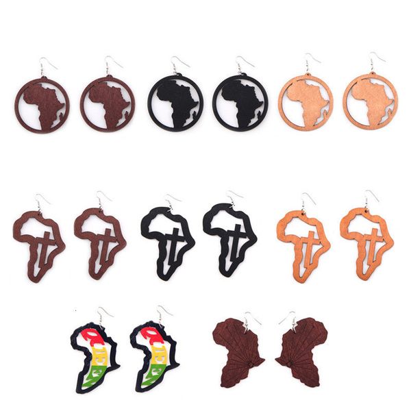 

factory price engraved wood tropical africa maptribal earrings fashion black women earring vintage retro wooden african, Silver