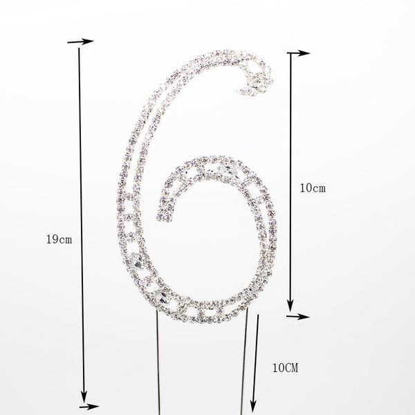 

zmasey new number cake er 1pcs large silver plated number 0-9 rhinestone cake er wholesale for birthday party wmtyvg bdesybag, Black