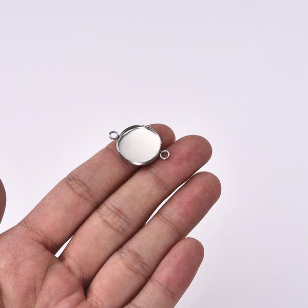 

50 шт. лот 16 мм разъем из нержавеющей стали настройка cabochon base cameo bezel 1 1 цикл круглый diy подвеска ювелирных изделий компоненты, Black