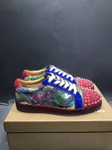 

low cut ladies luxury suede rhinestone leather casual quality red bottom sneakers jogging walking shoes leisure trainer footwear35-46, Black