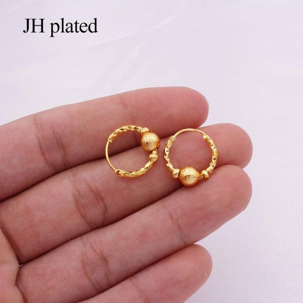 

earings ethiopian 24k gold color round ball small earrings for women/girls ar rings jewelry hoop earring african wife gifts, Golden;silver