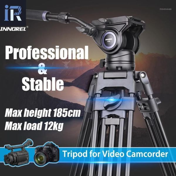 

innorel vt80 professional aluminum video tripod hydraulic fluid video head camera tripod for dslr camcorder dv 1.85m 12kg load1