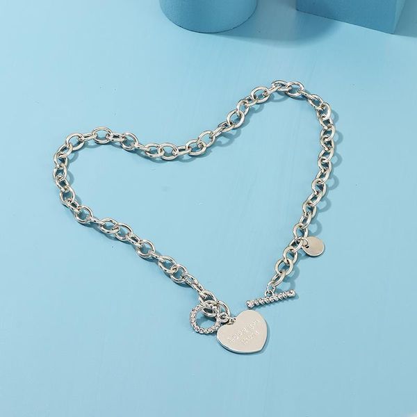 

lexie diary 2020 hip hop love letter heart clavicle chain necklace for women accessories jewelry, Silver