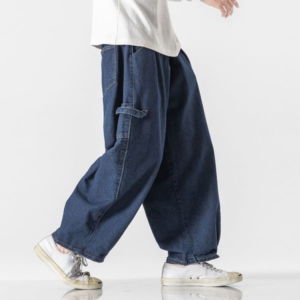 

mrgoldenbowl 2020 autumn new men's casual jeans oversize japanese style denim pants woman ankle-length male fashion pants q0105, Black;white