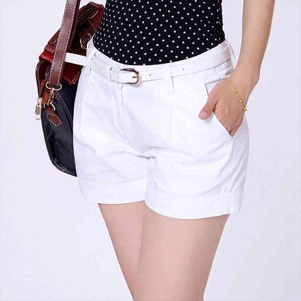 

summer woman shorts ladies casual short pants fashion draped office ol solid color pant female khaki amp white plus size, Black;white