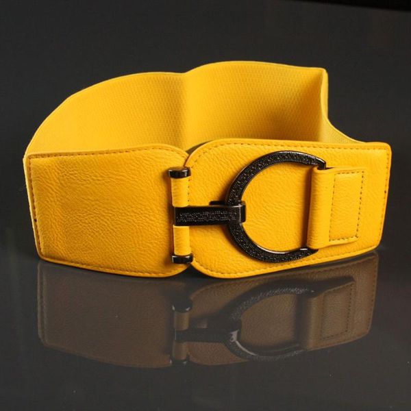 

lady waist belt yellow-controlled decorative belt hight elastic waist chain girls fashion decoration wide b-8394, Black;brown