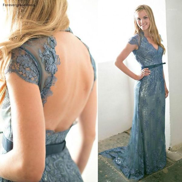 

elegant dusty blue long prom dress backless lace modest party gown plus size custom made1, White;black