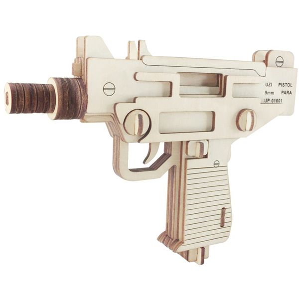 

uzi pistol puzzle 3d wooden puzzle model kit woodcraft assembly kit toy diy craft building laser cutting toys for children