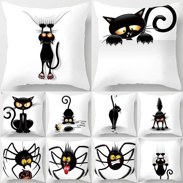

black cat animal pattern decorative cushions pillowcase polyester cushion cover throw pillow sofa decoration pillowcover 40856