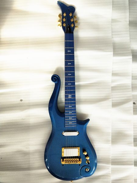 Пользовательские магазины Принц Облако Электрическая гитара Металл Синяя Краска Гитара 22 Фреты Золотое Оборудование Бесплатная Доставка