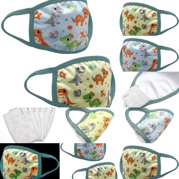 

2021 face 2-6 kids pure breathable baby kid dustproof cotton washable soft printed dinosaur with filter masks 1 n9mpu