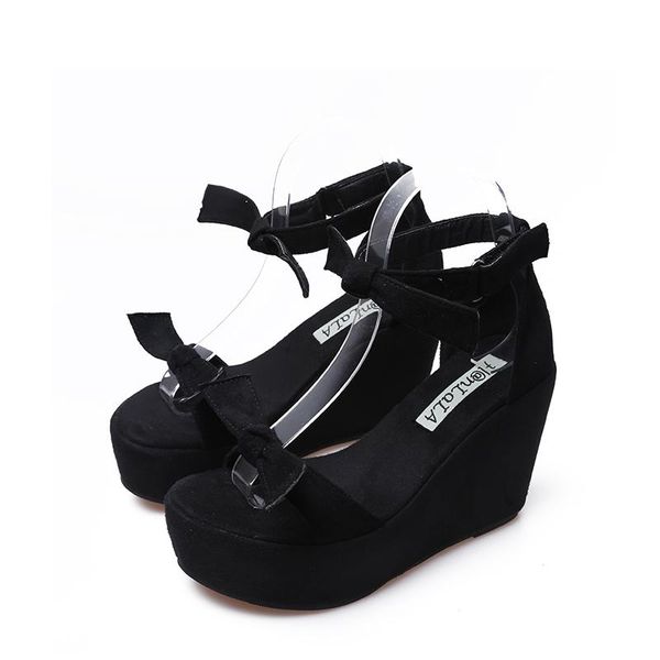 

women wedge sandals 2020 spring and summer new casual high heels waterproof platform thick bottom fashion student women's shoes, Black