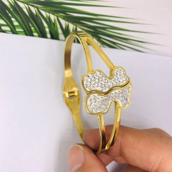 

bangle classic jewelry bracelet limited edition gold color for women bangles zircon crystal memorial accessories1, Black