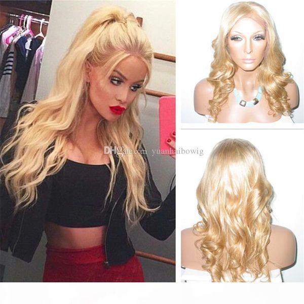 

высокое качество свободная волна перуанский blonde волос девственницы волосы младенца вокруг полный парик шнурка бесплатная доставка, Black;brown