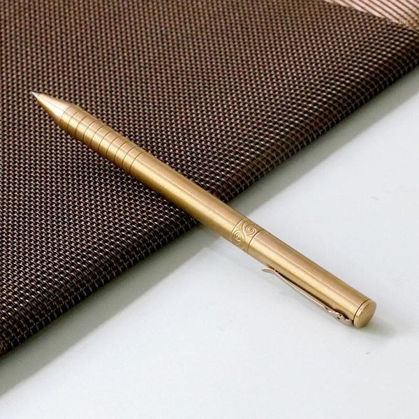 

metal brass pen signature pen 0.5mm black ink stationery 0.5mm black gel ink ball pens for office gift custom logo1, Blue;orange