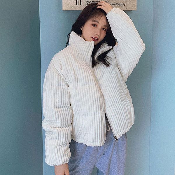 

women's down & parkas 2021 padded jacket women coat parka short autumn winter corduroy bread female student candy color thick jackets, Black