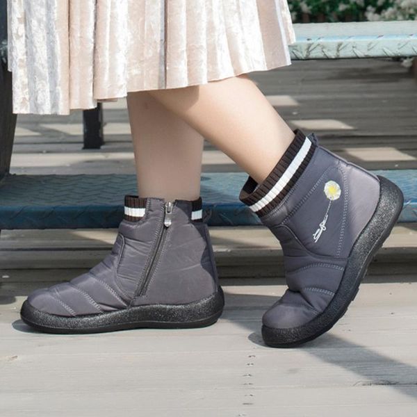 

large size women's winter snow boots women flat boots woman warm thick flying knitted ankle boot women casual comfy shoes #1125, Black