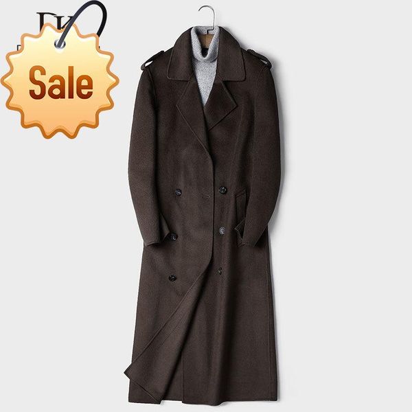

men wool coat winter woolen jackets casual warm coat 2021 new long 88021, Black