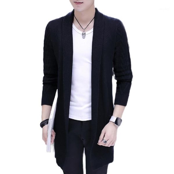 

man x-long sweater coat long knitted sweater men's cardigan1, White;black