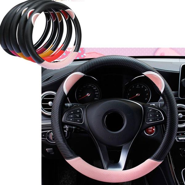

steering wheel covers 100% carbon leather car steering-wheel cover for mitsubishi lancer 10 asx pajero x focus 2 3 fiesta c4 c5 c3