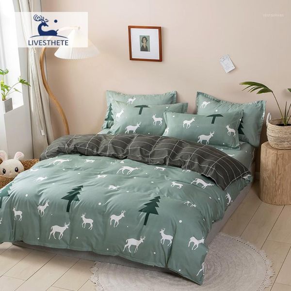 

bedding sets liv-esthete nordic set deer green double  king single child bed linen bedspread fitted sheet home decor1