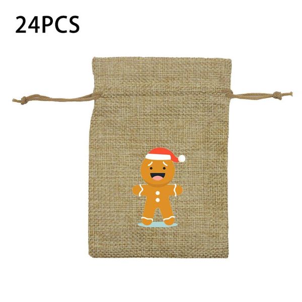 

24pcs candy linen drawstring bag christmas gift party candy bags for cookie wrapping pouch sweeties chocolates wedding gifts