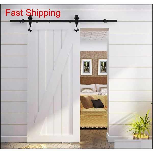 

5-16ft single wood sliding barn door hardware cabinet closet kit black new w style f qyllll packing2010