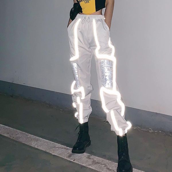 

high waist slim reflective letters printed casual pants summer european and american style women's new female beam feet overalls kg-544, Black;white