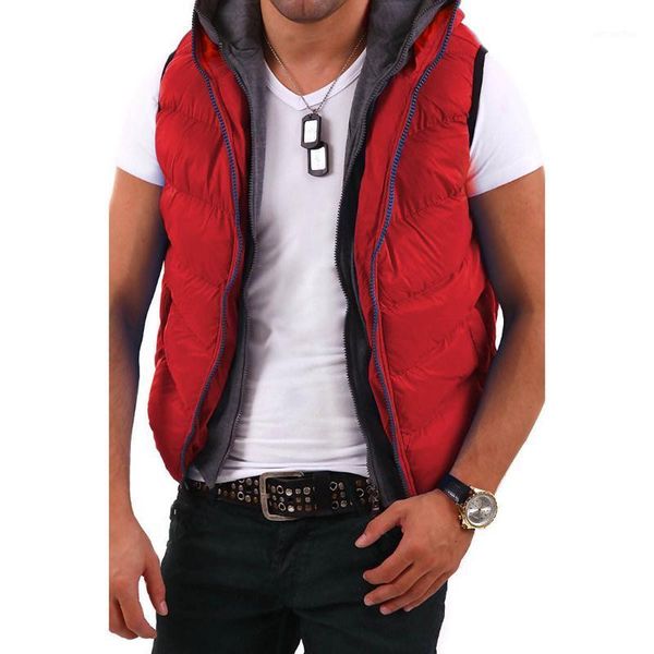 

2020 winter coat vest men warm sleeveless jacket patchwork thicken waistcoat cotton vest hooded coat plus size jacket1, Black;white