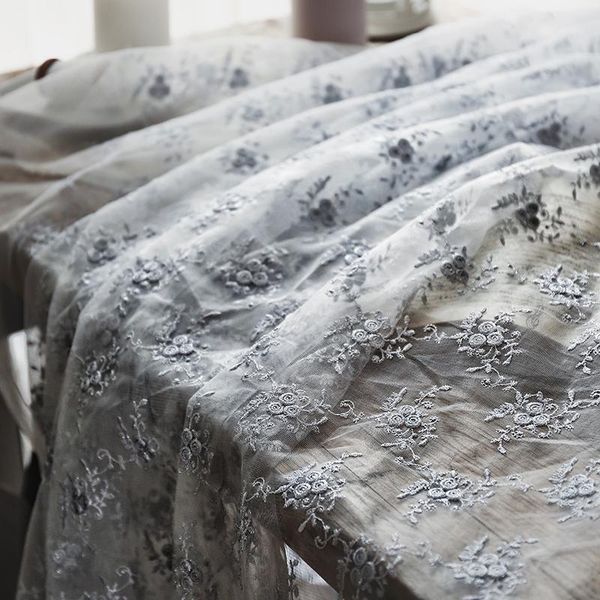 

0.5m gold silk small broken flower water soluble fabric hollowed-up embroidery transparent net yarn dress window gauze fabric1, Black;white