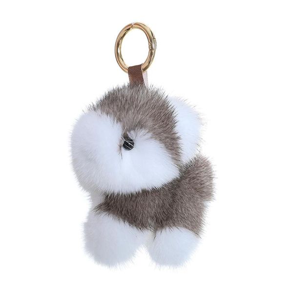 

keychains kr118 mink dog skin key charm, Silver
