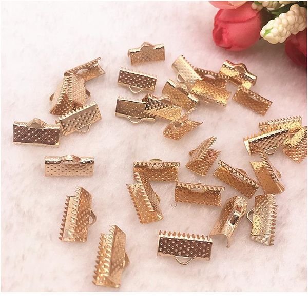 

50-100pcs gold crimp end beads leather cord clasps end caps for jewelry making cords connectors diy jewelry qylilc