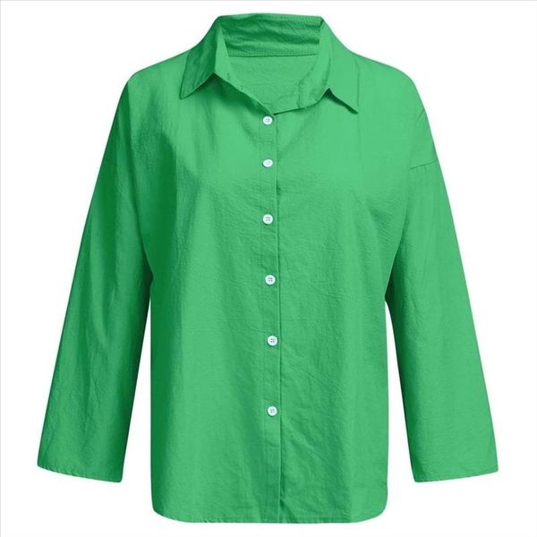 

2021 fall linen white shirt ladies ladies fashion long sleeve clothes drop shipping